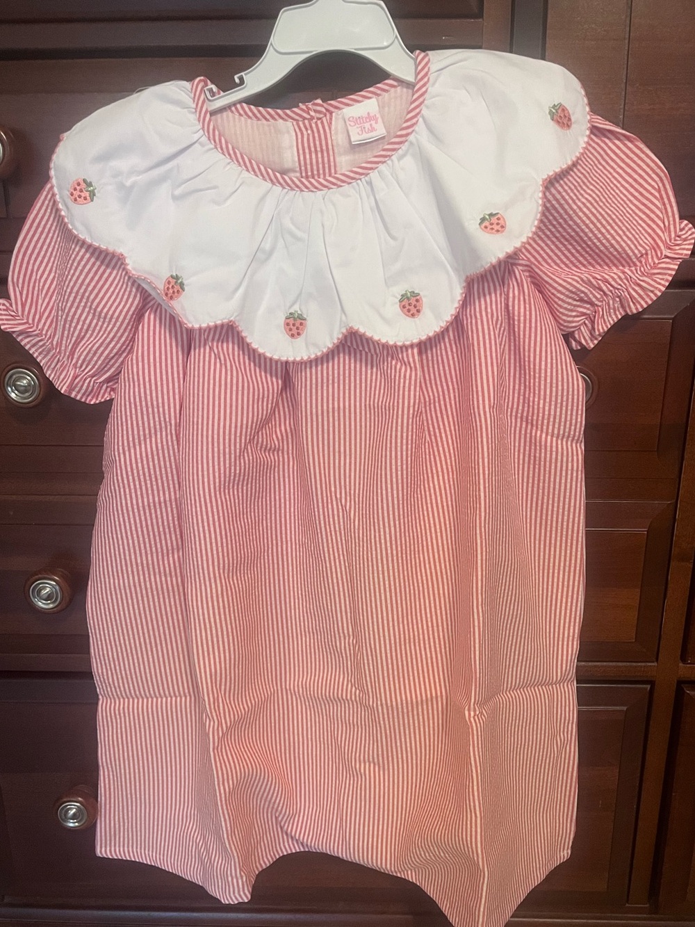 Simply Darling Pink Stripe Strawberry Jam Girls Dress